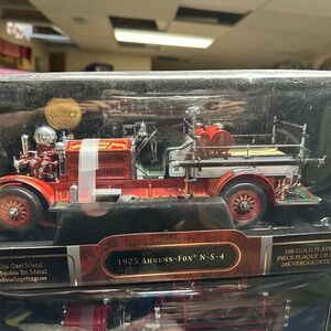Red and Gold Vintage Fire Truck Decor Accent. 1925 Aherns-Fox N-S-4